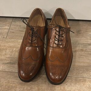 Johnston Murphy Vintage Oxford Wingtip Shoe Brown Leather Lace Size 9.5